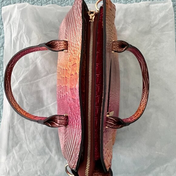 NWOT Embossed Croc PU Leather Satchel Removable Crossbody Strap Brown Pu… - Picture 5 of 6